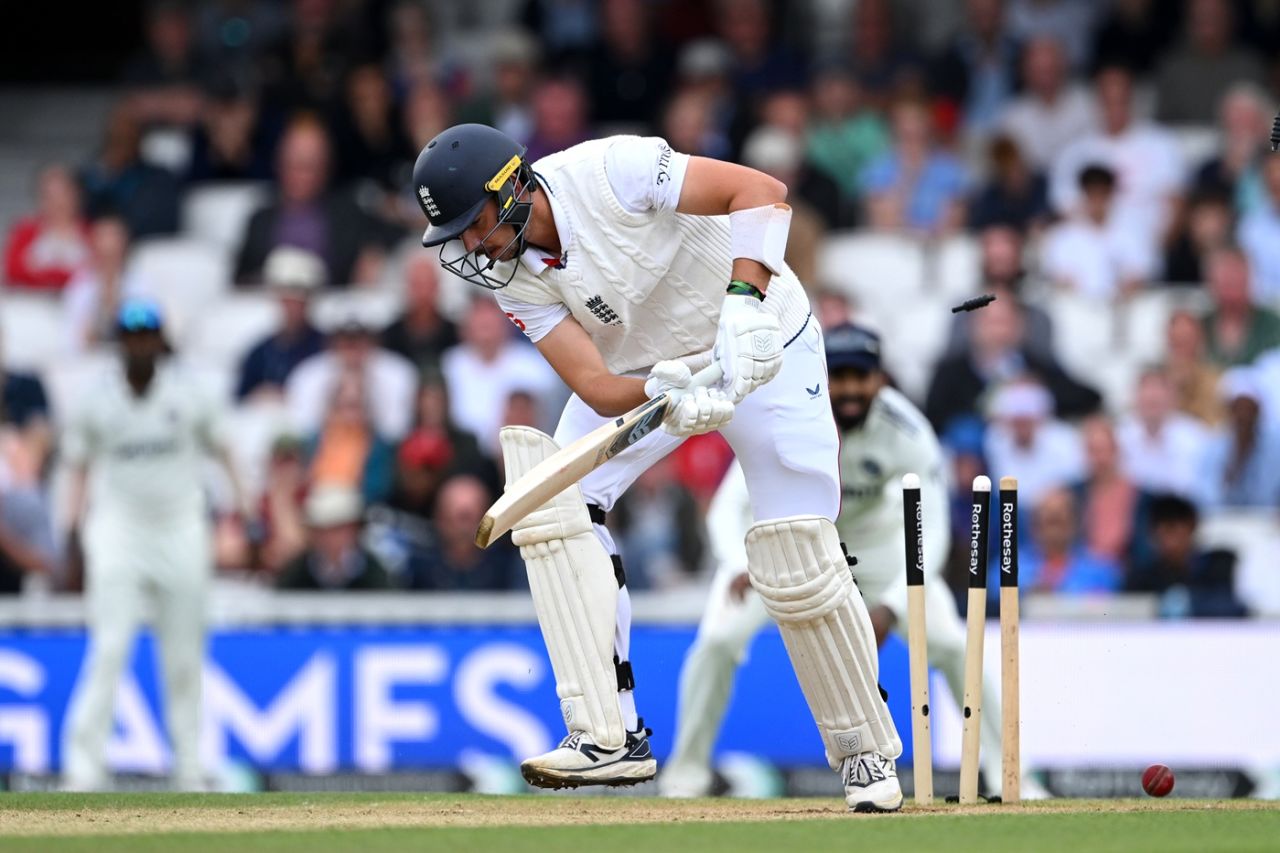 Josh Tongue is bowled, England vs India, 5th Test, 5th day, The Oval, August 4, 2025
