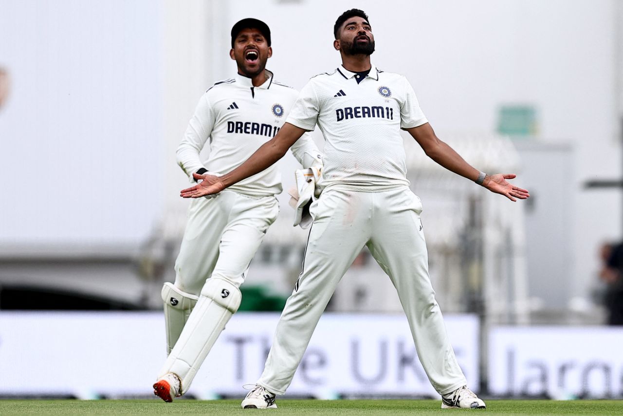 Mohammed Siraj celebrates after winning the match for India, England vs India, 5th Test, 5th day, The Oval, August 4, 2025