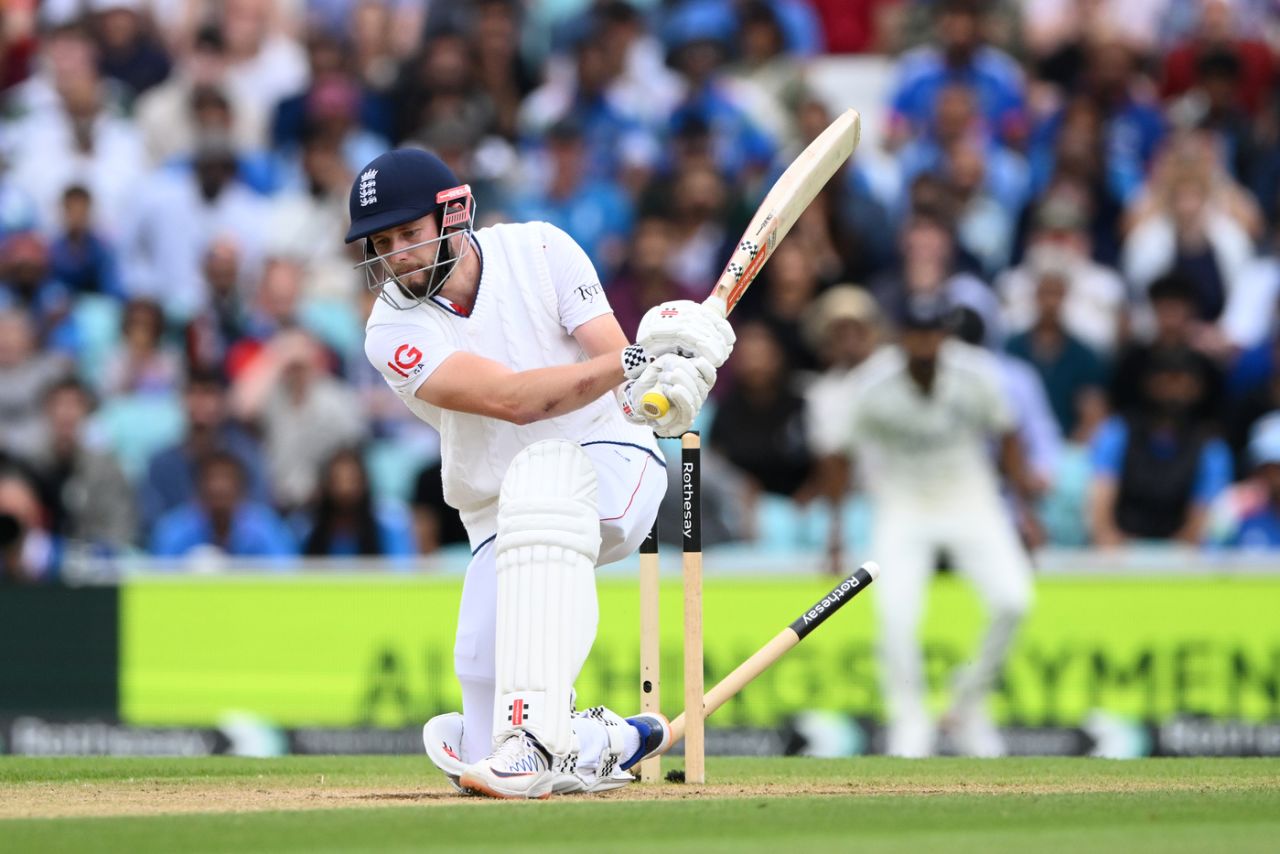Gus Atkinson's wickets are flattened, England vs India, 5th Test, 5th day, The Oval, August 4, 2025