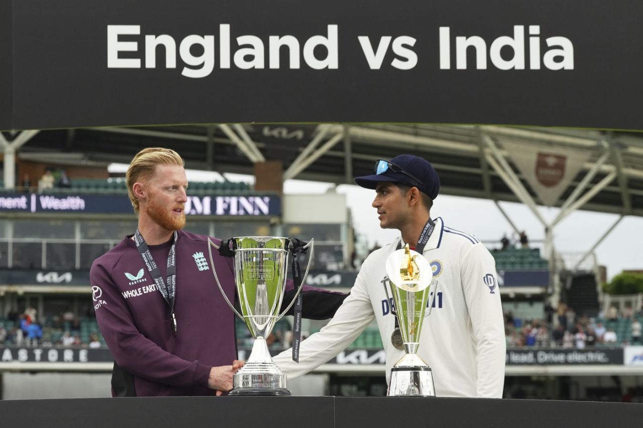 Ben Stokes and Shubman Gill shake hands after the series was drawn, England vs India, 5th Test, 5th day, The Oval, August 4, 2025