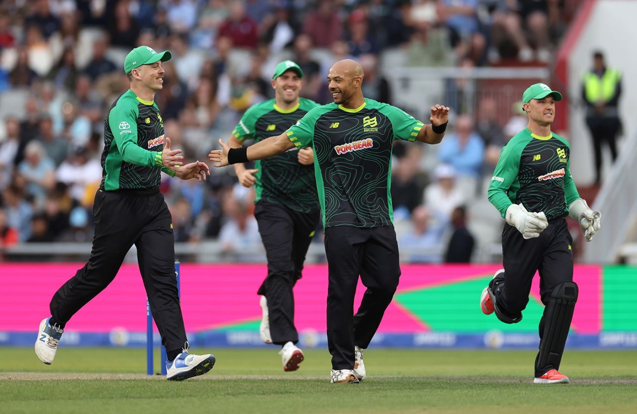 Tymal Mills dismissed Phil Salt, Jos Buttler and Heinrich Klaasen, Manchester Originals vs Southern Brave, The Hundred Men's Competition, Emirates Old Trafford, August 6, 2025