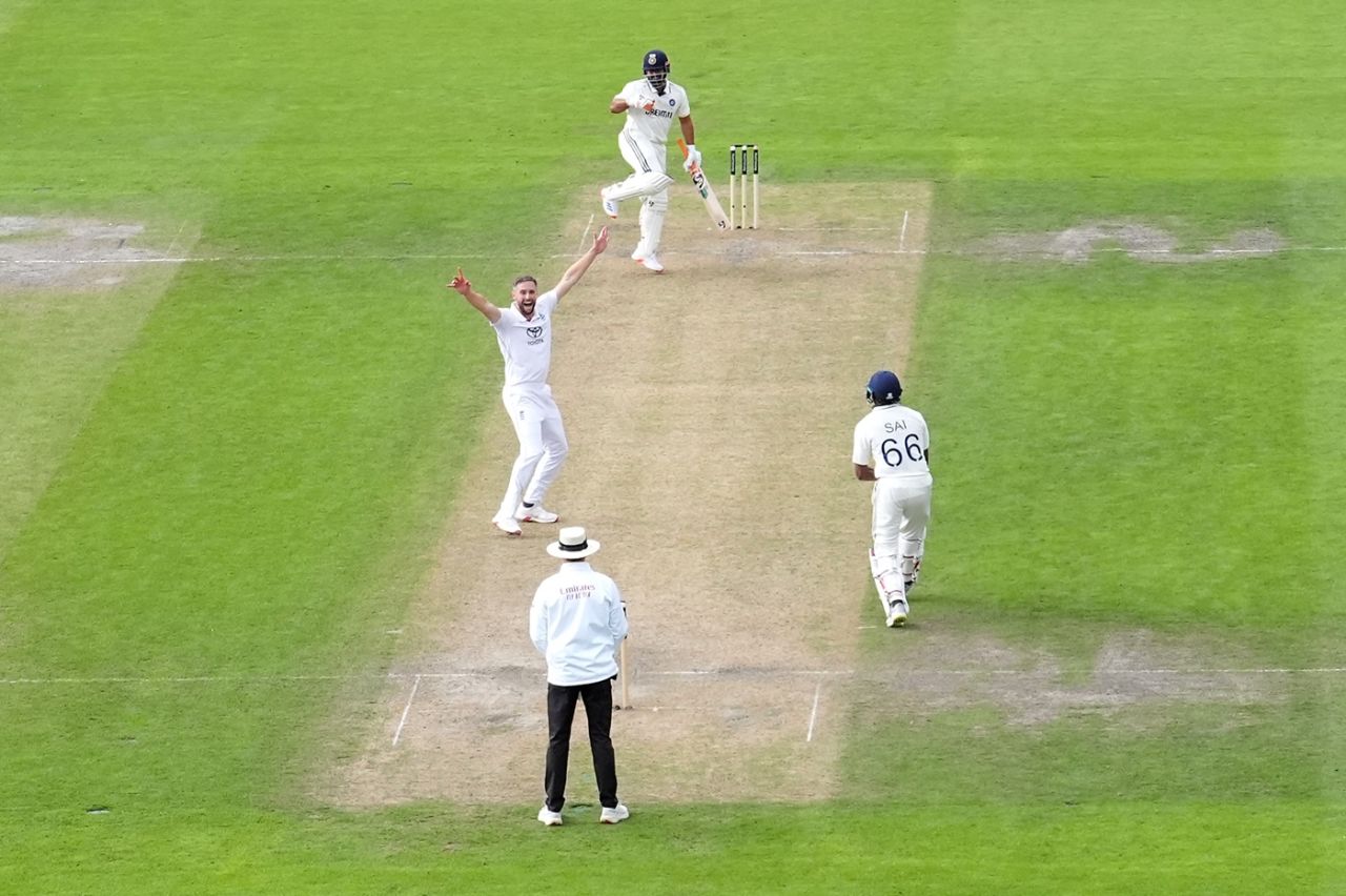 Chris Woakes struck Rishabh Pant on the foot, and hurt the batter, England vs India, 4th Test, 1st Day, Manchester, July 23, 2025
