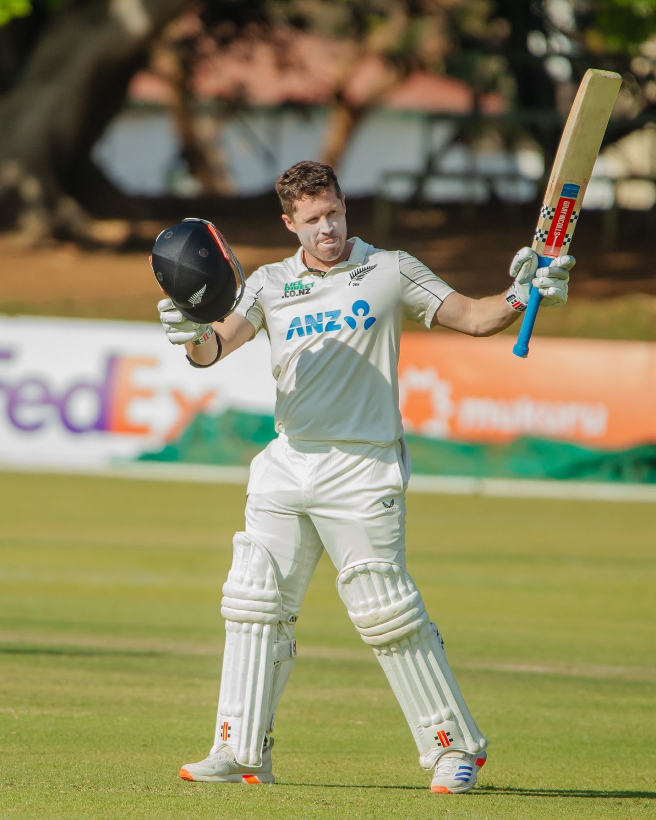 Henry Nicholls brings up his hundred, Zimbabwe vs New Zealand, 2nd Test, Bulawayo, 2nd day, August 8, 2025