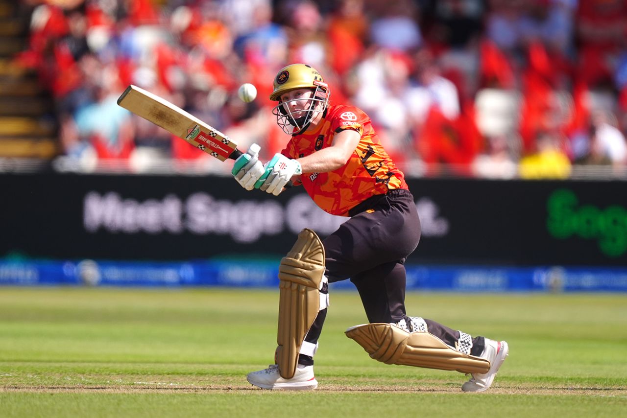 Emma Lamb swings leg-side, Birmingham Phoenix vs Trent Rockets, Edgbaston, The Hundred Women's Competition, August 8, 2025