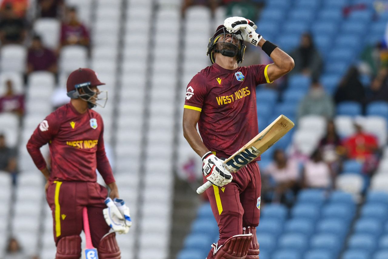 Roston Chase could not believe he holed out to long-on, West Indies vs Pakistan, 1st ODI, Tarouba, August 9, 2025