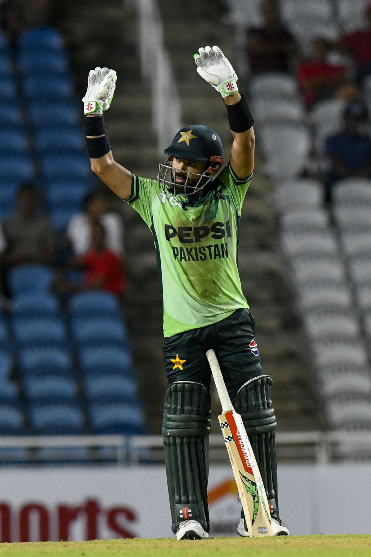 Mohammad Rizwan celebrates his fifty, West Indies vs Pakistan, 1st ODI, Tarouba, August 9, 2025