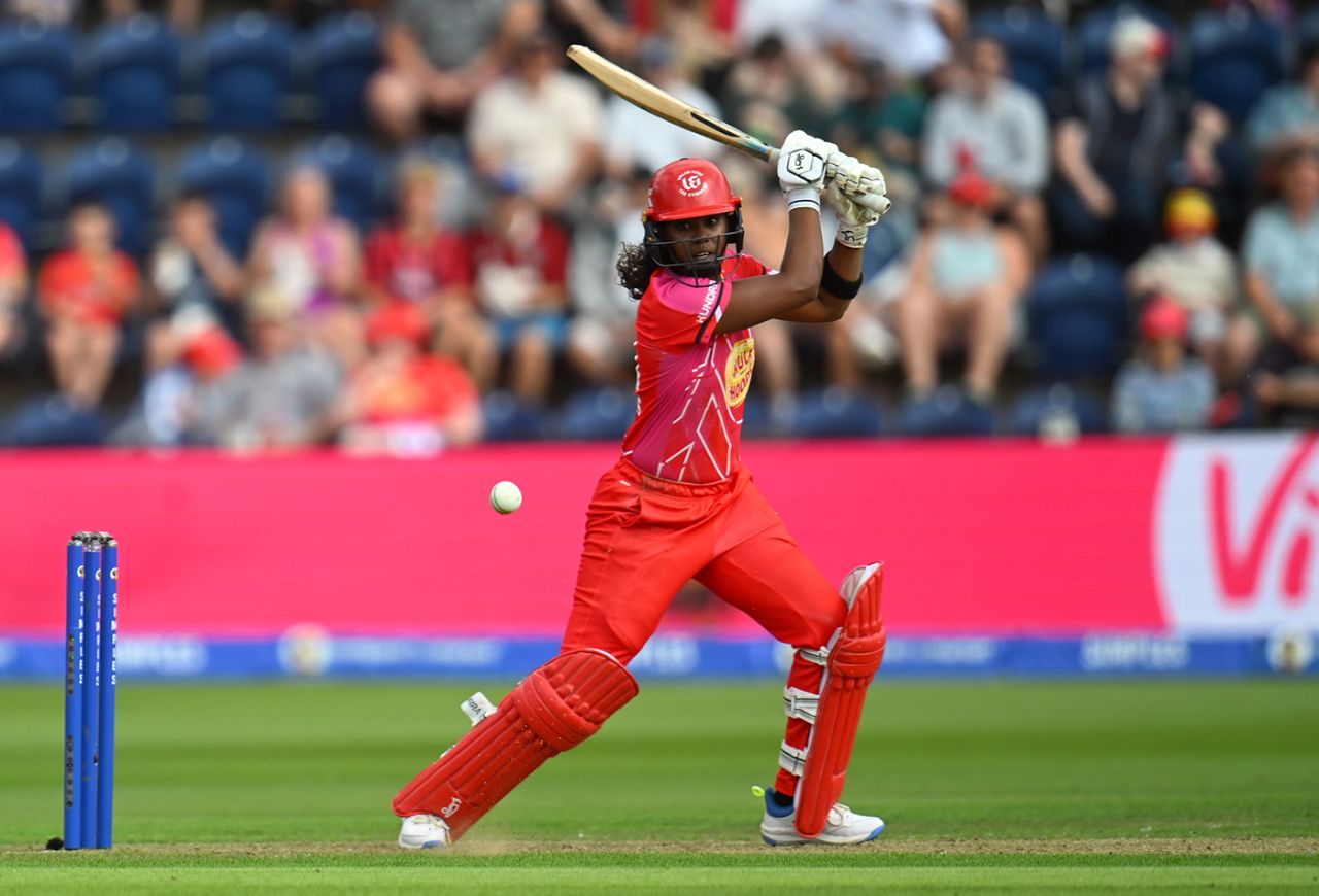 Hayley Matthews drives through point, Welsh Fire vs London Spirit, Women's Hundred, Cardiff, August 9, 2025