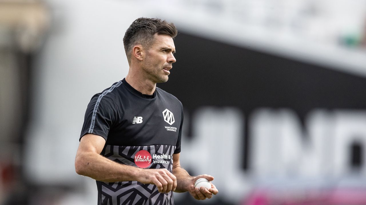 James Anderson during the warm-ups, Oval Invincibles vs Manchester Originals, Men's Hundred, The Oval, August 9, 2025