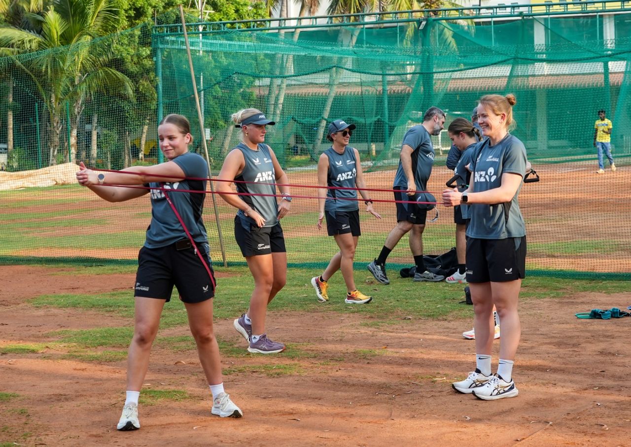 New Zealand players train at the Super Kings Academy ahead of the Women's ODI World Cup later this year, Chennai, August 9, 2025