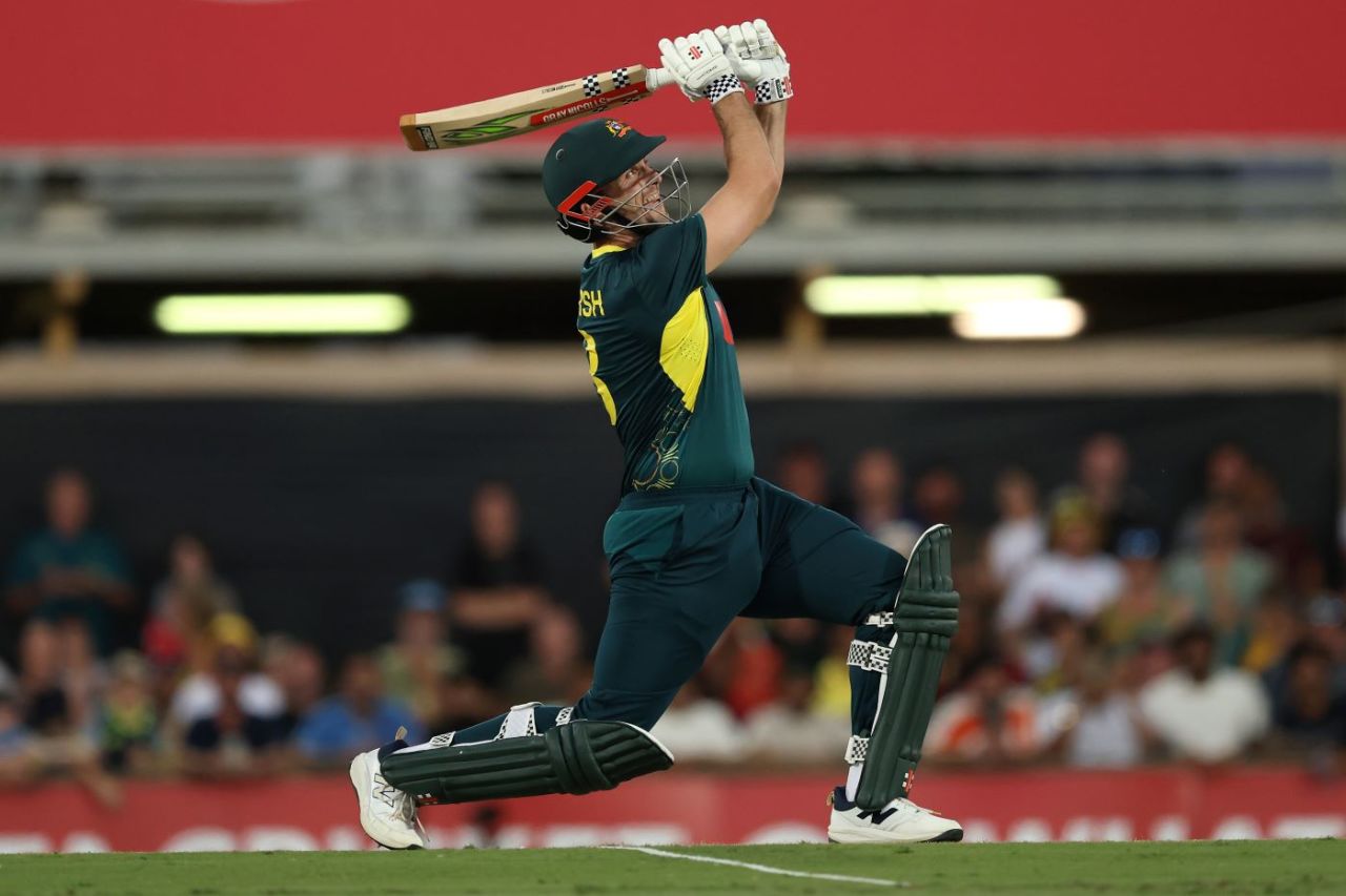 Mitchell Marsh hit the first ball of the match for six, Australia vs South Africa, 1st T20I, Marrara Oval, Darwin, August 10, 2025