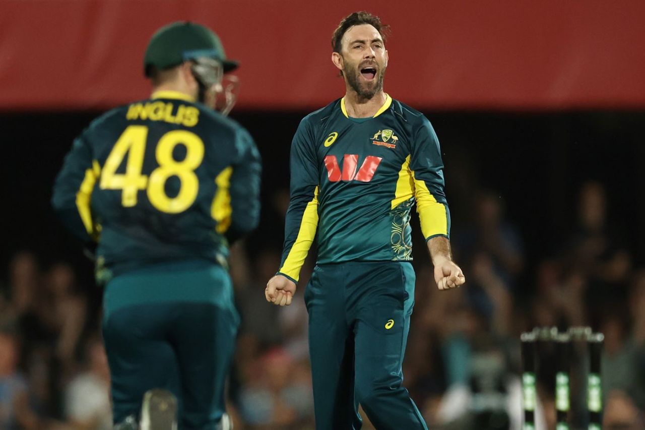 Glenn Maxwell celebrates a wicket, Australia vs South Africa, 1st T20I, Marrara Oval, Darwin, August 10, 2025
