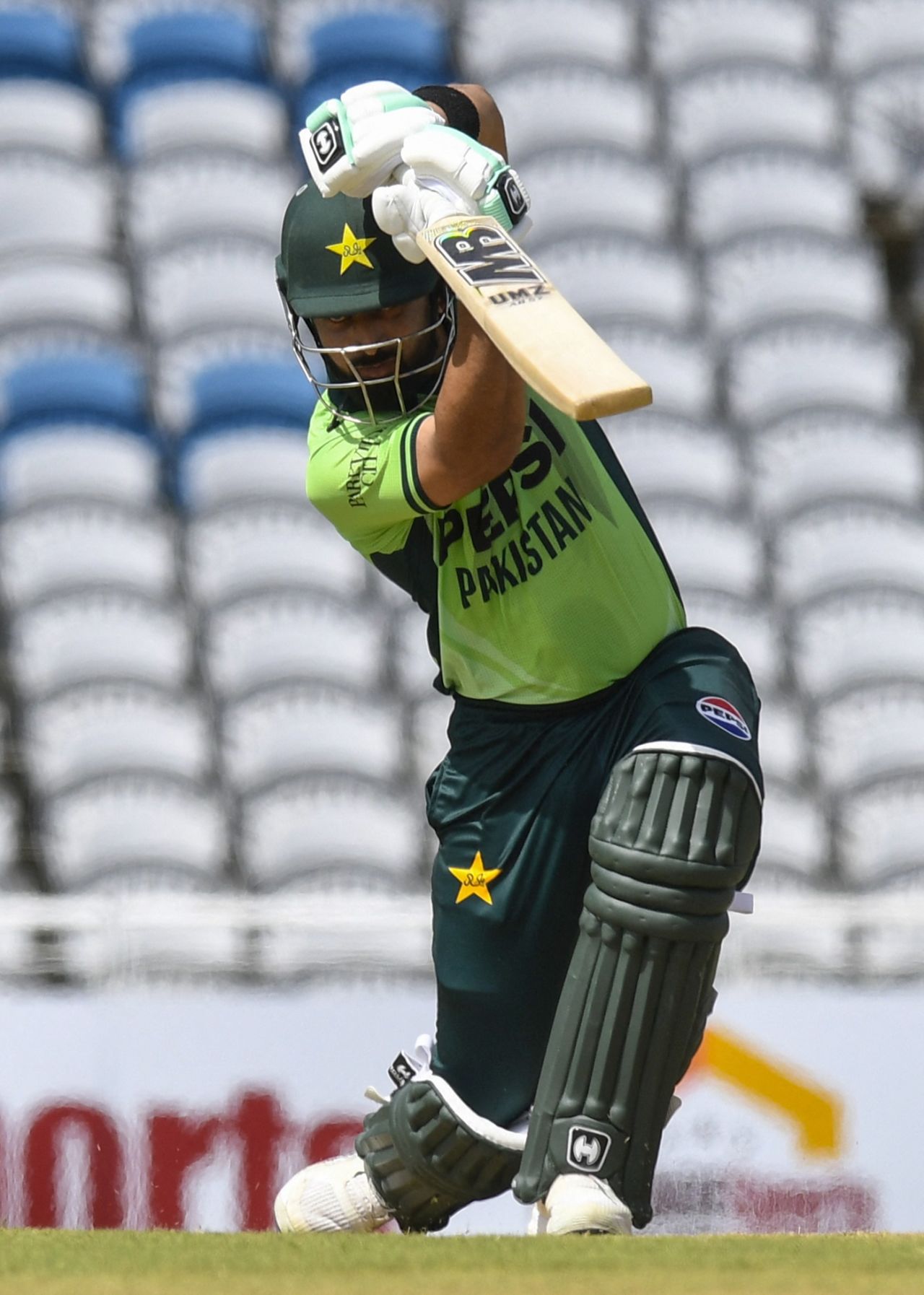 Abdullah Shafique punches with a high elbow, West Indies vs Pakistan, 2nd ODI, Tarouba, August 10, 2025