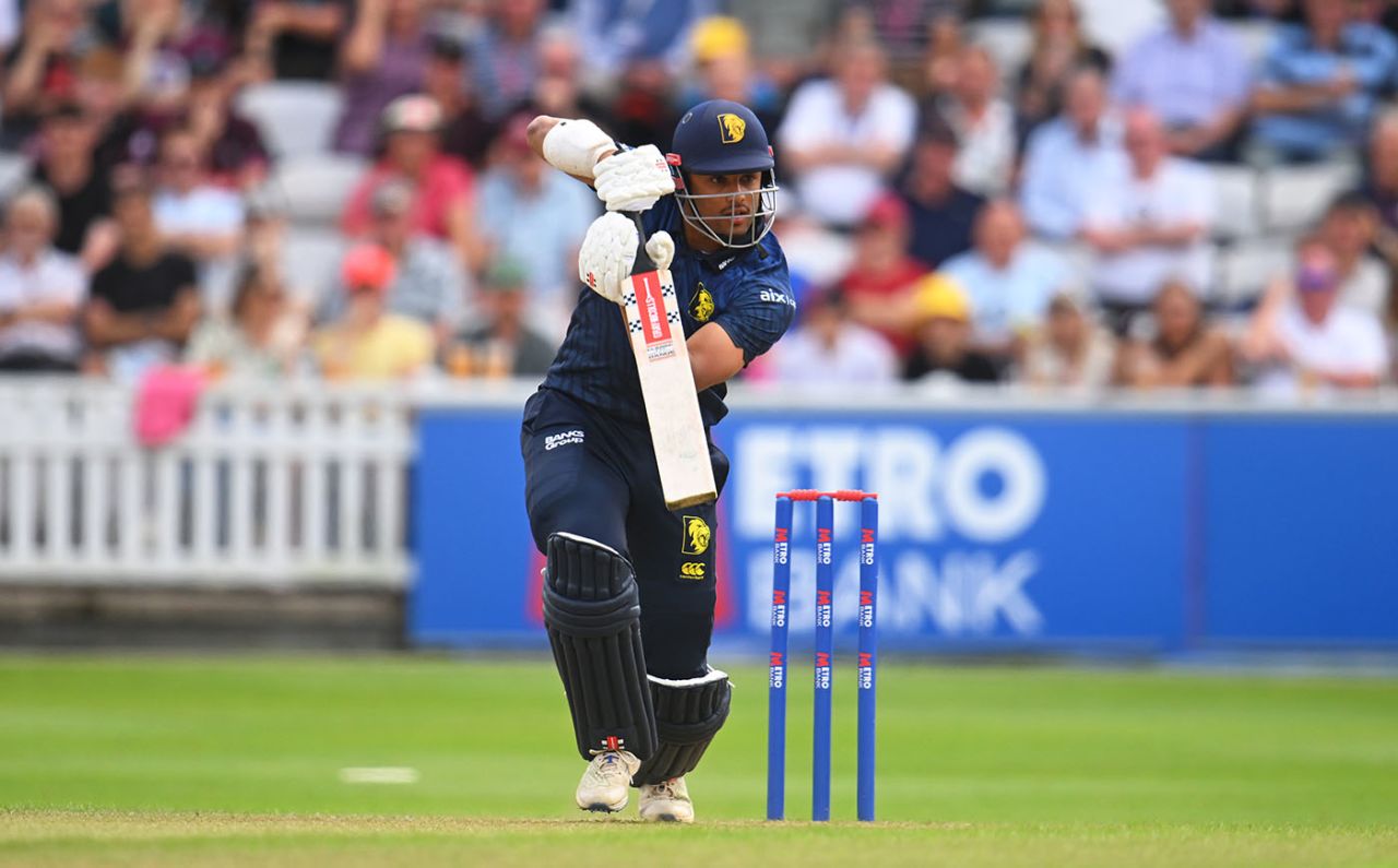Emilio Gay on the drive, Metro Bank One Day Cup, Somerset vs Durham, Taunton, August 08, 2025