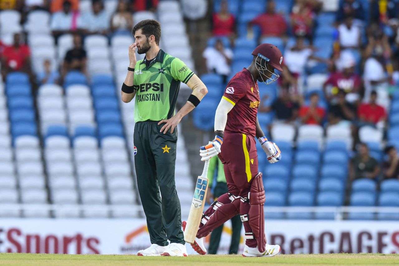 Sherfane Rutherford took Shaheen Afridi down in the 17th over, West Indies vs Pakistan, 2nd ODI, Tarouba, August 10, 2025