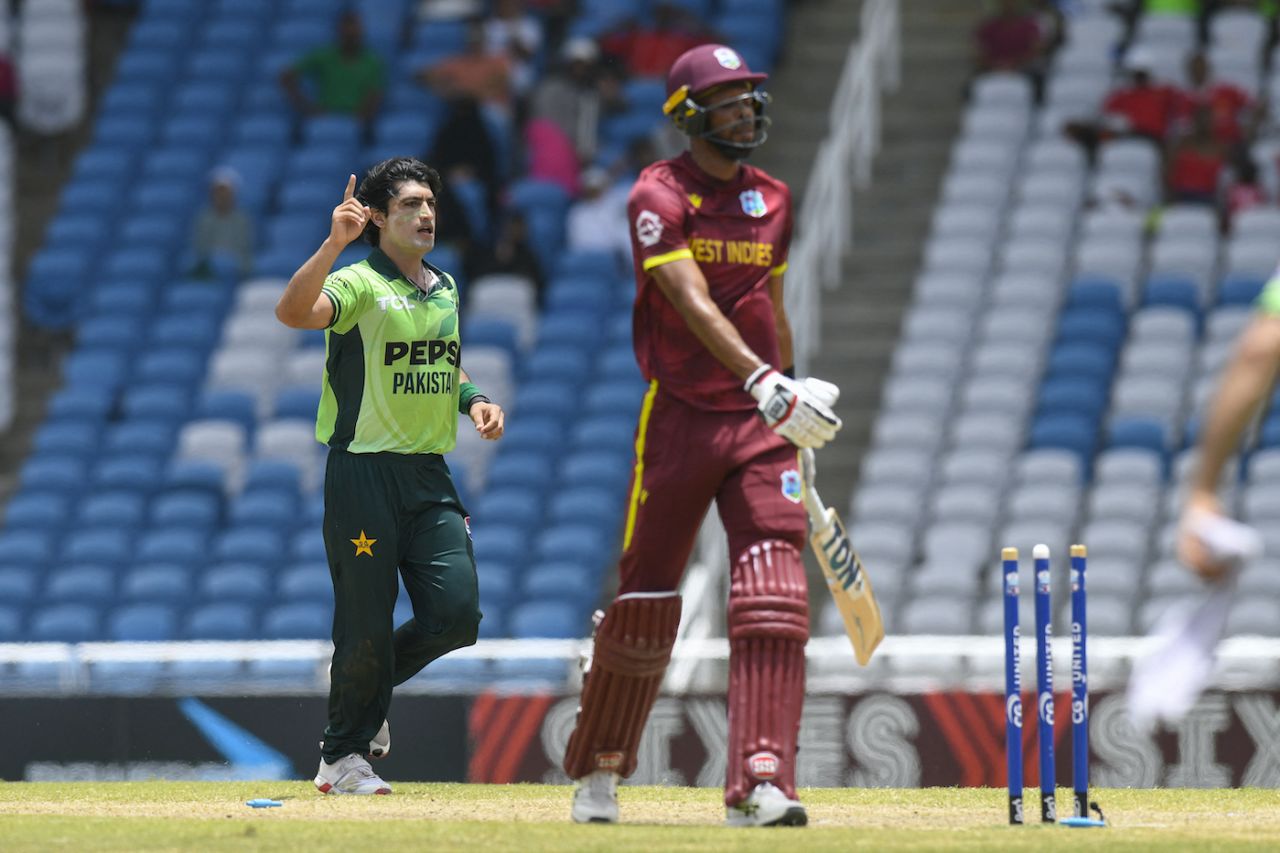 Naseem Shah's picture-perfect yorker got Roston Chase, West Indies vs Pakistan, 3rd ODI, Tarouba, August 12, 2025