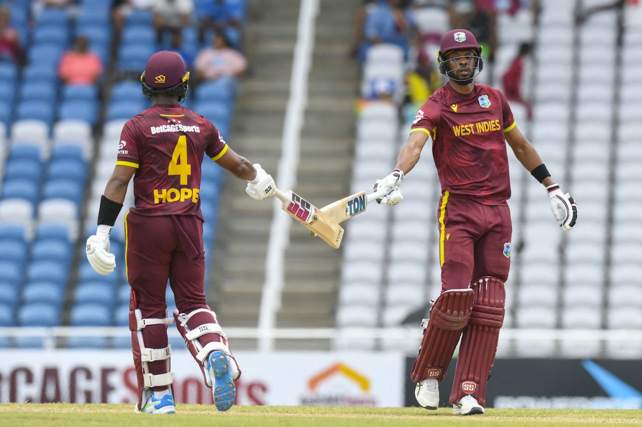 Shai Hope and Roston Chase added 64 off 60 balls, West Indies vs Pakistan, 3rd ODI, Tarouba, August 12, 2025