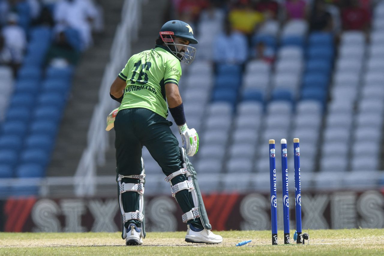 Mohammad Rizwan was bowled for a golden duck by a pearler, West Indies vs Pakistan, 3rd ODI, Tarouba, August 12, 2025