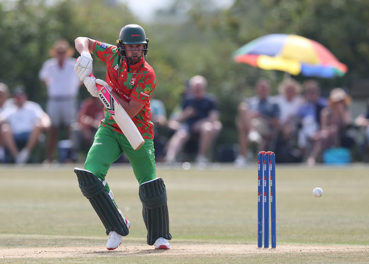 Sol Budinger cuts one away through cover-point, Leicestershire vs Nottinghamshire, Kibworth, Metro Bank One Day Cup, August 13, 2025