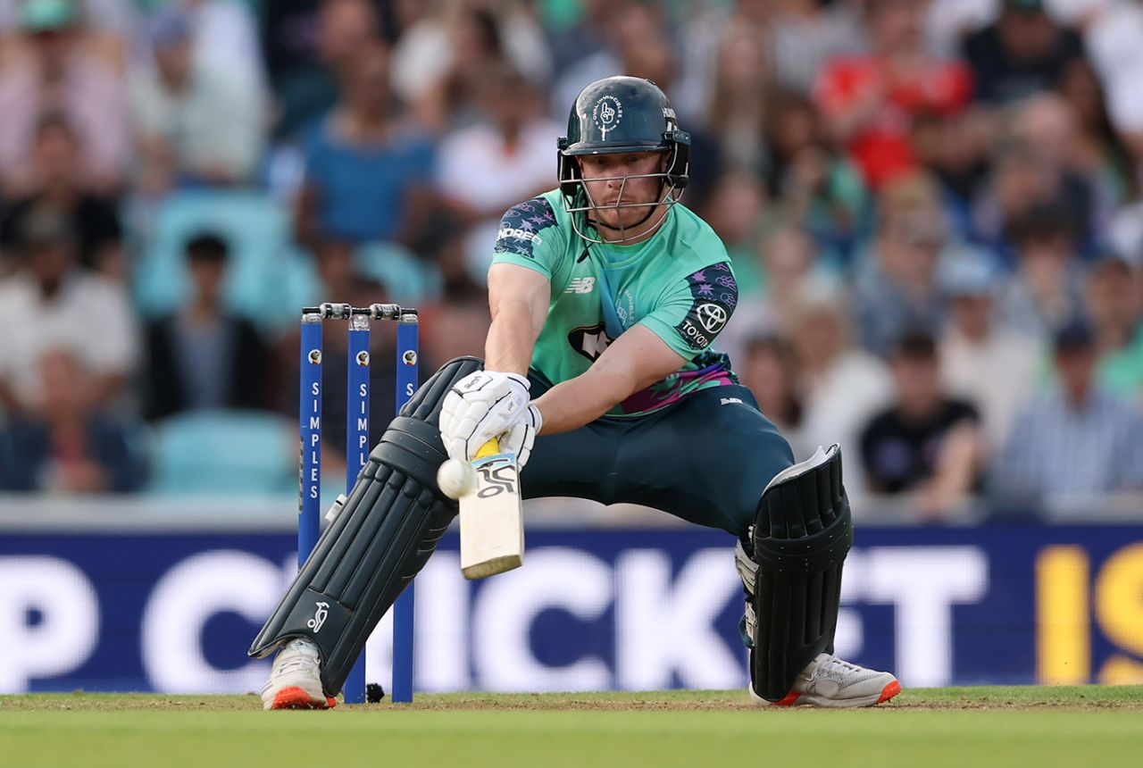 Jordan Cox gets low to reverse-scoop, Oval Invincibles vs Welsh Fire, Men's Hundred, The Oval, August 16, 2025