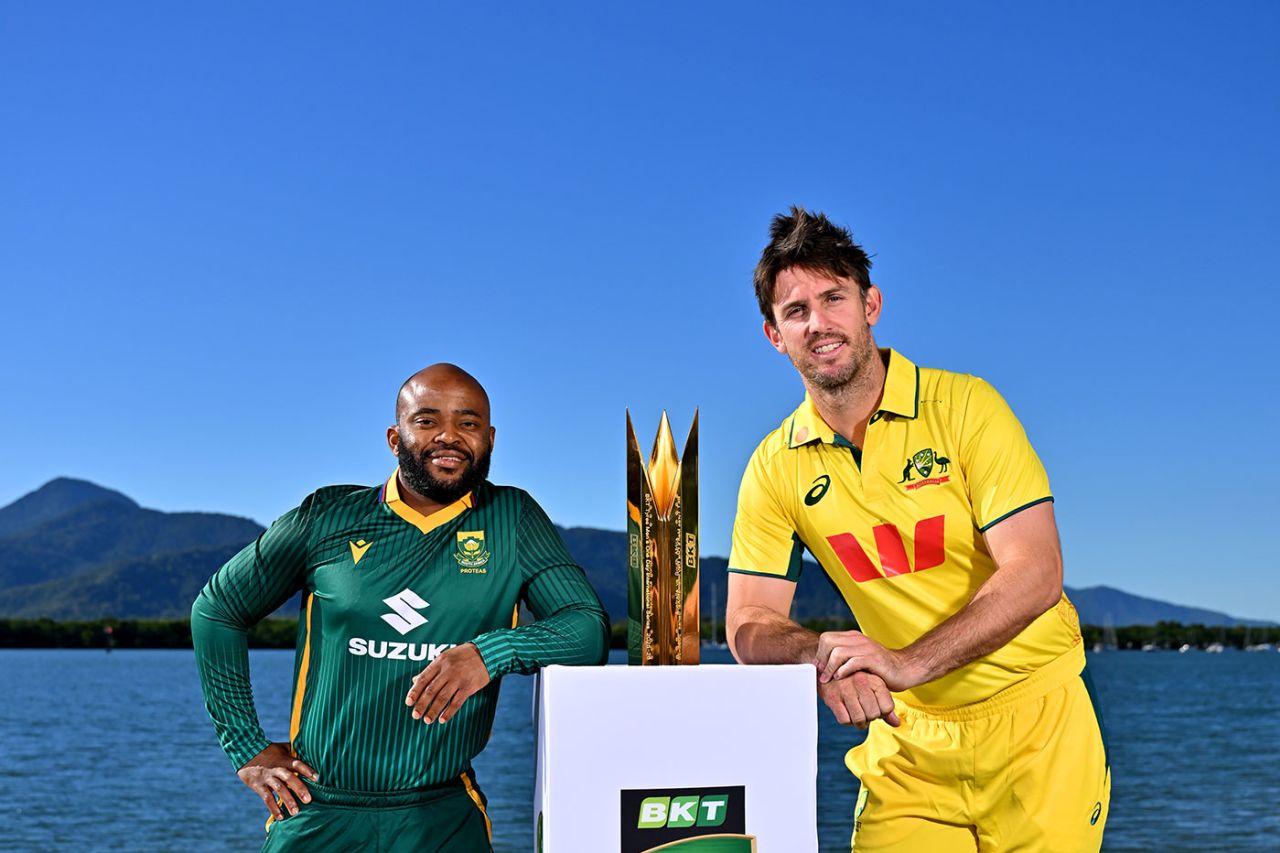 Temba Bavuma and Mitchell Marsh ahead of the ODI series, Cairns, August 18, 2025