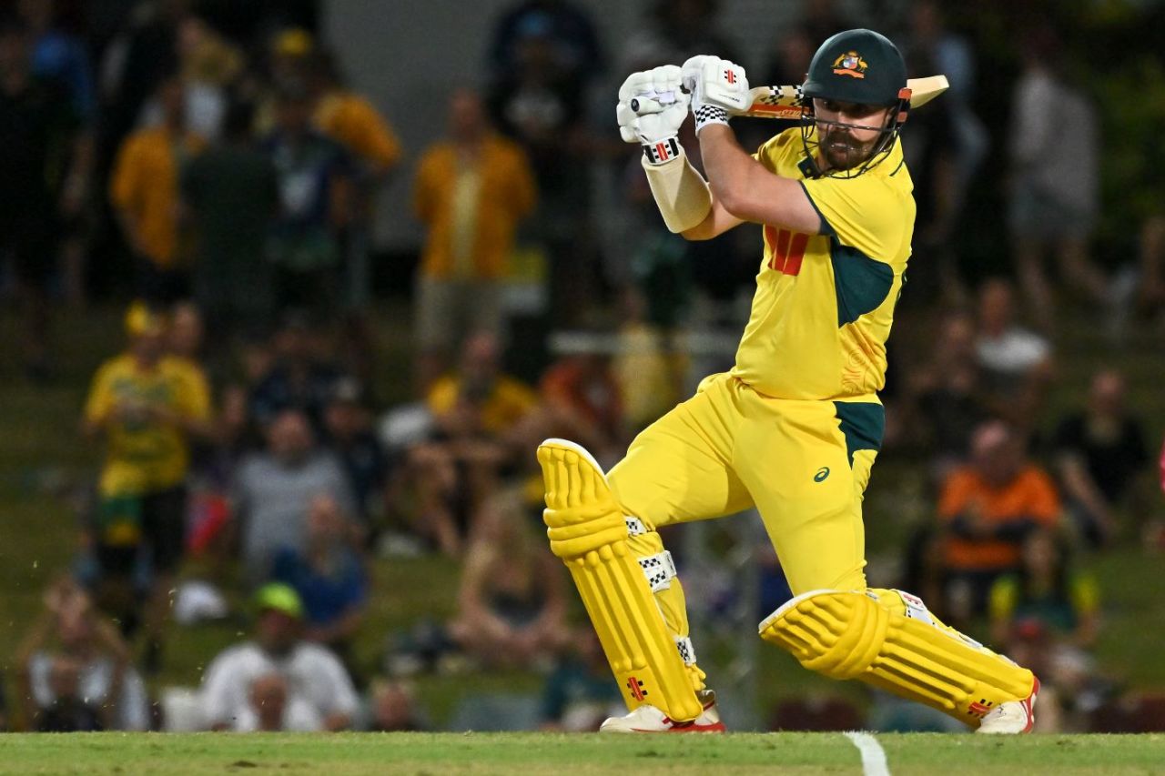 Travis Head drives on the up, including Dewald Brevis, Australia vs South Africa, 1st ODI, Cairns, August 19, 2025