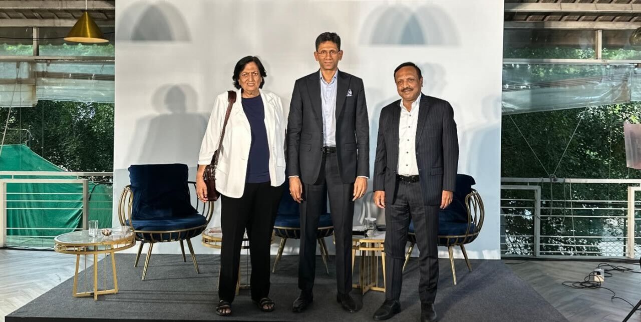 Shantha Rangaswamy, Venkatesh Prasad and Vinay Mruthyunjaya at an event in Bengaluru, August 20, 2025