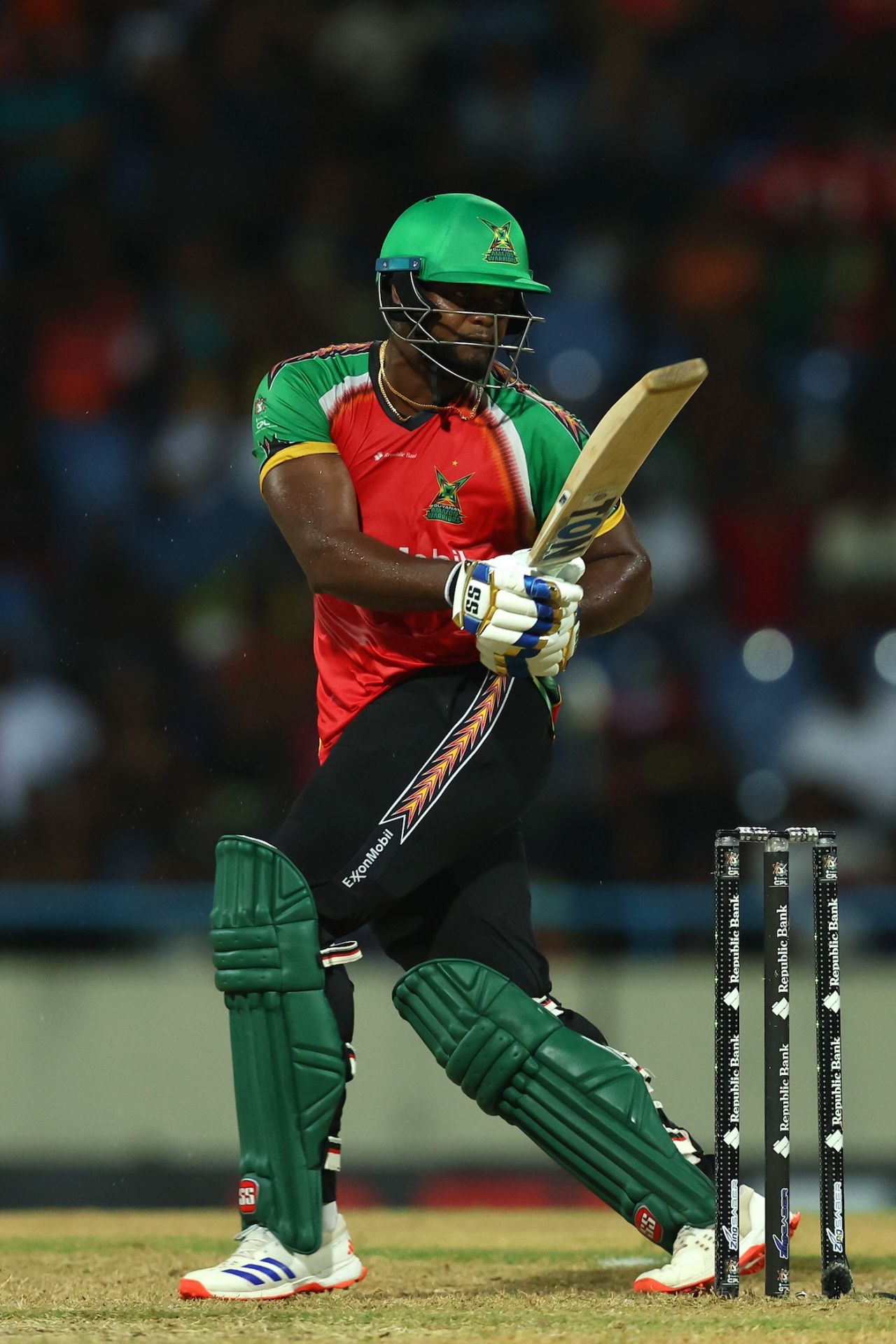 Romario Shepherd smashed 25 not out in just eight balls, Antigua and Barbuda Falcons vs Guyana Amazon Warriors, CPL 2025, North Sound, August 22, 2025