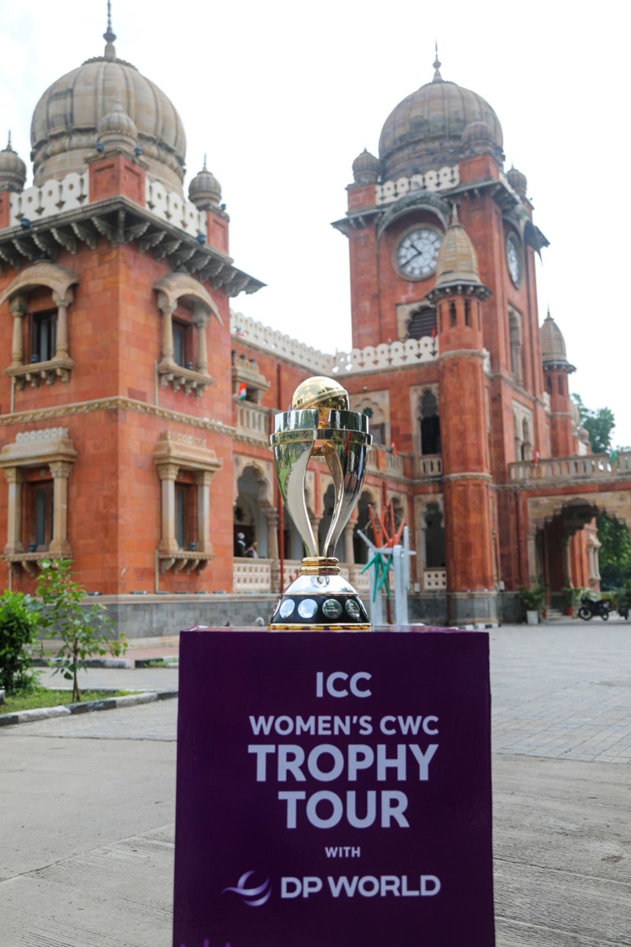The 2025 Women's World Cup trophy in Indore, Indore, August 26, 2025
