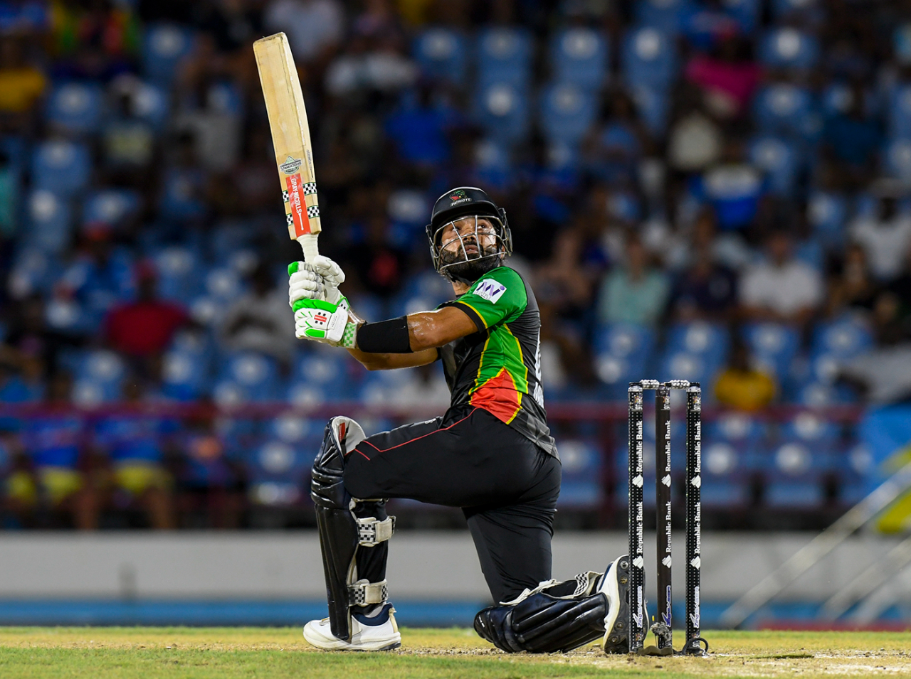 Mohammad Rizwan takes the ball to the leg side, St Lucia Kings vs St Kitts and Nevis Patriots, CPL 2025, Gros Islet, August 28, 2025