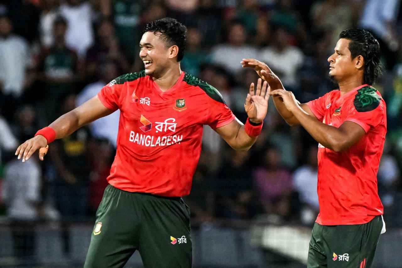 Taskin Ahmed and Nasum Ahmed shared five wickets between them, Bangladesh vs Netherlands, 2nd T20I, Sylhet, September 1, 2025