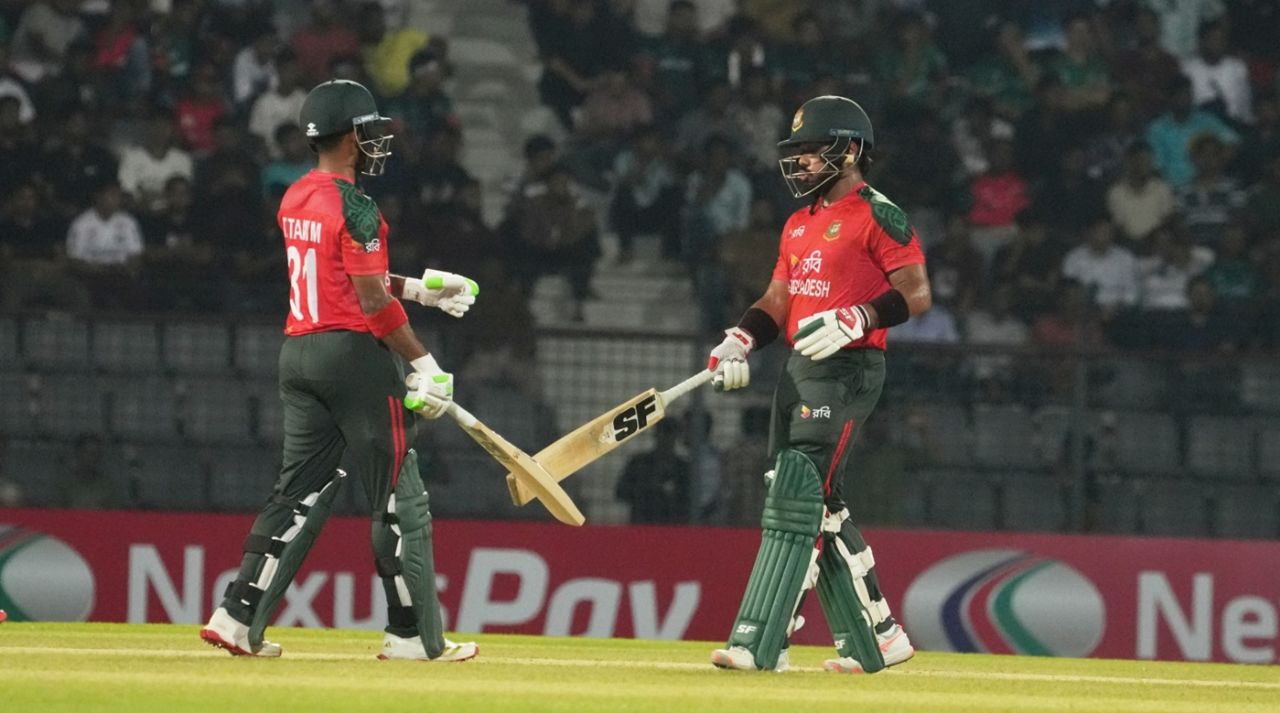 Tanzid Hasan and Parvez Hossain Emon put on a 40-run opening stand, Bangladesh vs Netherlands, 2nd T20I, Sylhet, September 1, 2025
