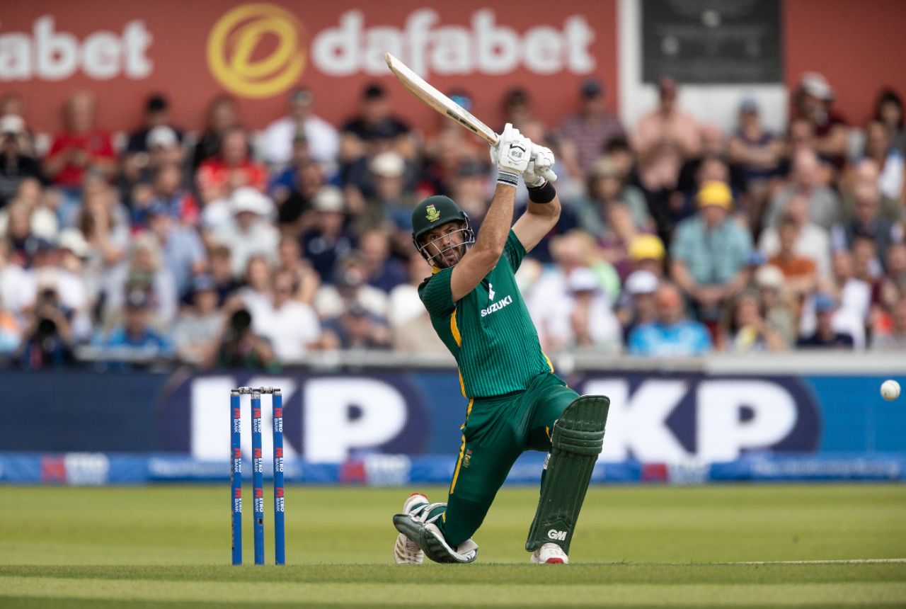 Aiden Markram blazes a drive over the covers in his flying start, England vs South Africa, 1st ODI, Headingley, September 2, 2025
