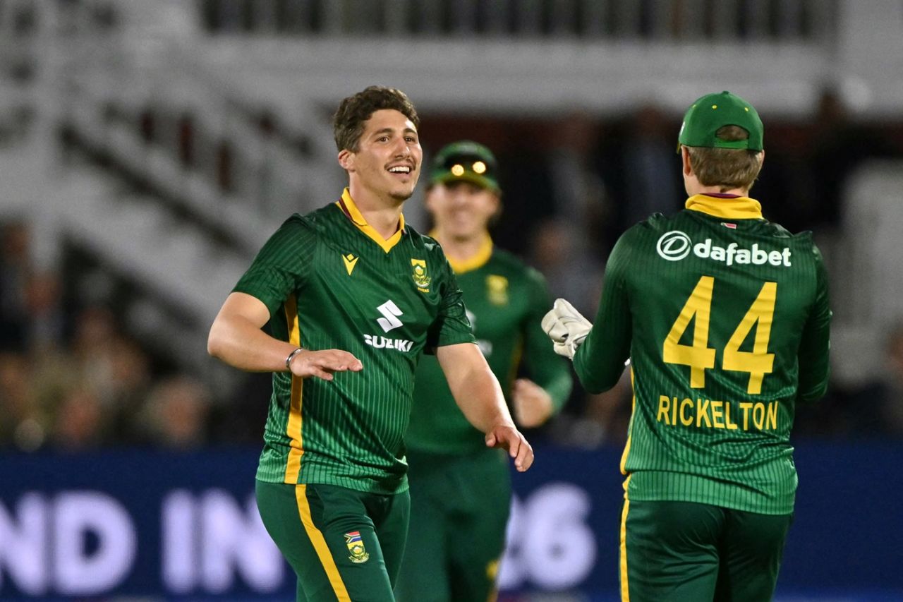 Nandre Burger dismissed Will Jacks in a double-wicket over at the death, England vs South Africa, 2nd ODI, Lord's, September 4, 2025