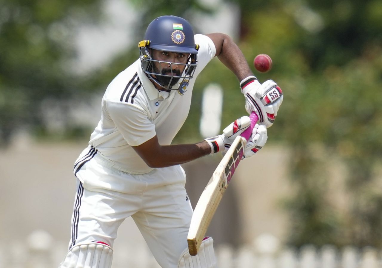 N Jagadeesan taps the ball on to the off side, North Zone vs South Zone, Duleep Trophy semi-final, 2nd day, Bengaluru, September 5, 2025