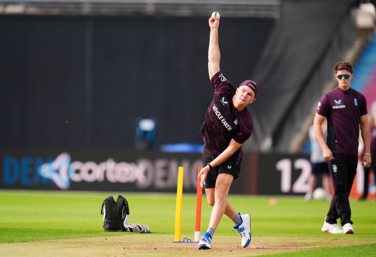 Sonny Baker bowls in the England nets, Southampton, September 6, 2025
