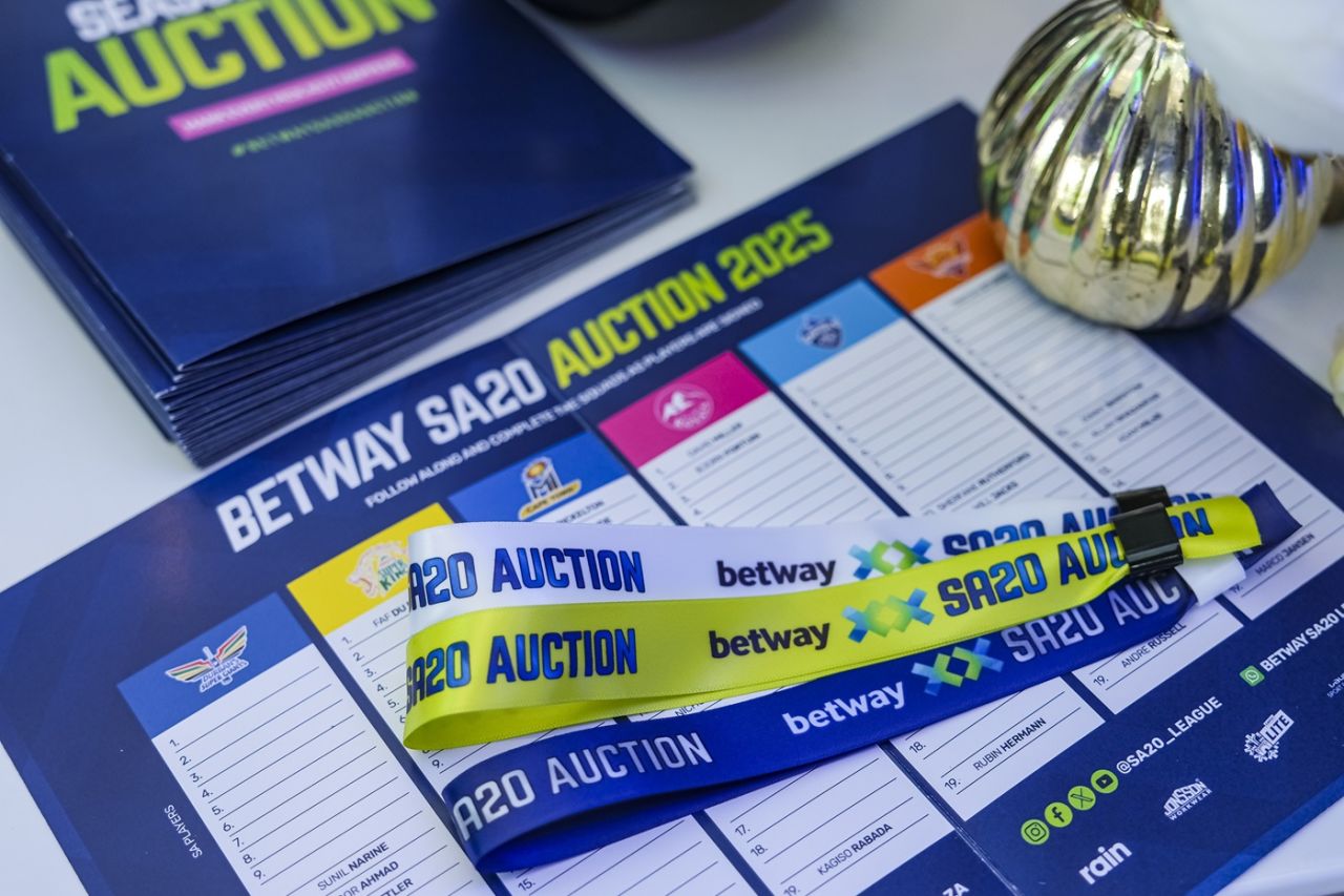 A table at the SA20 auction, Johannesburg, September 9, 2025