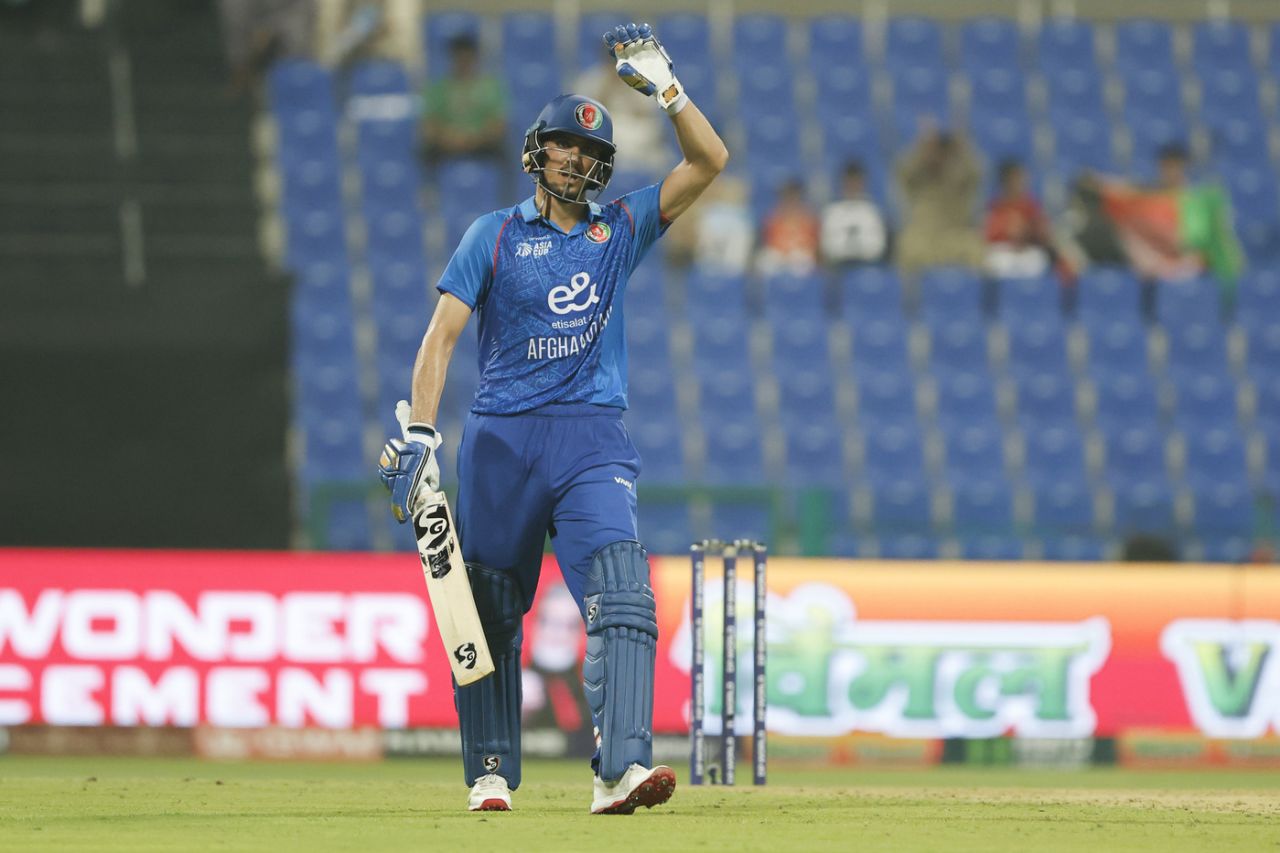 Sediqullah Atal celebrates his half-century, Afghanistan vs Hong Kong, Men's T20 Asia Cup, Abu Dhabi, September 09, 2025
