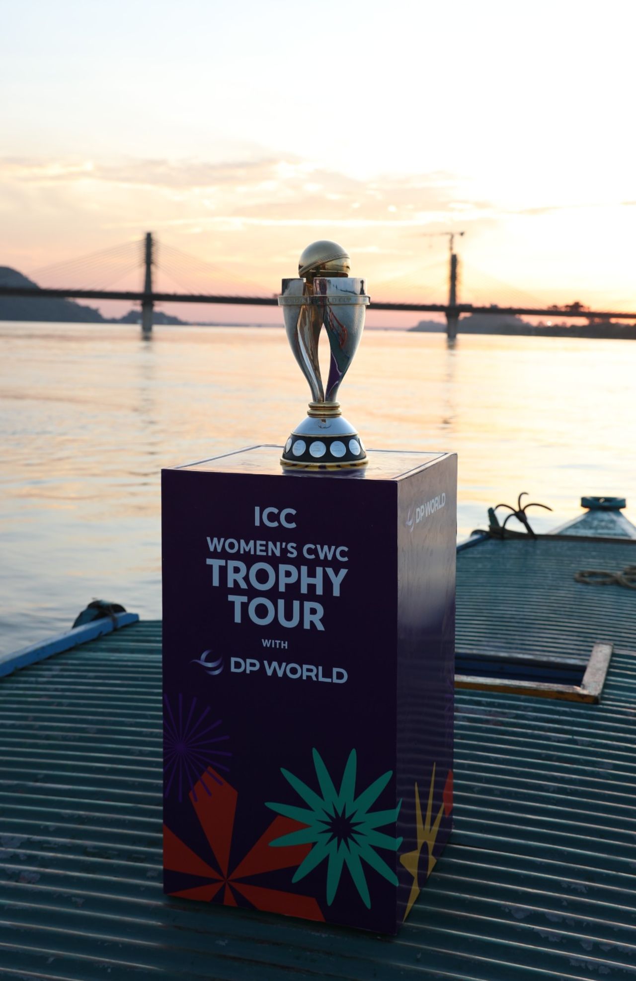 The Women's World Cup trophy at the Fancy Bazaar Ghat, Guwahati, September 10, 2025
