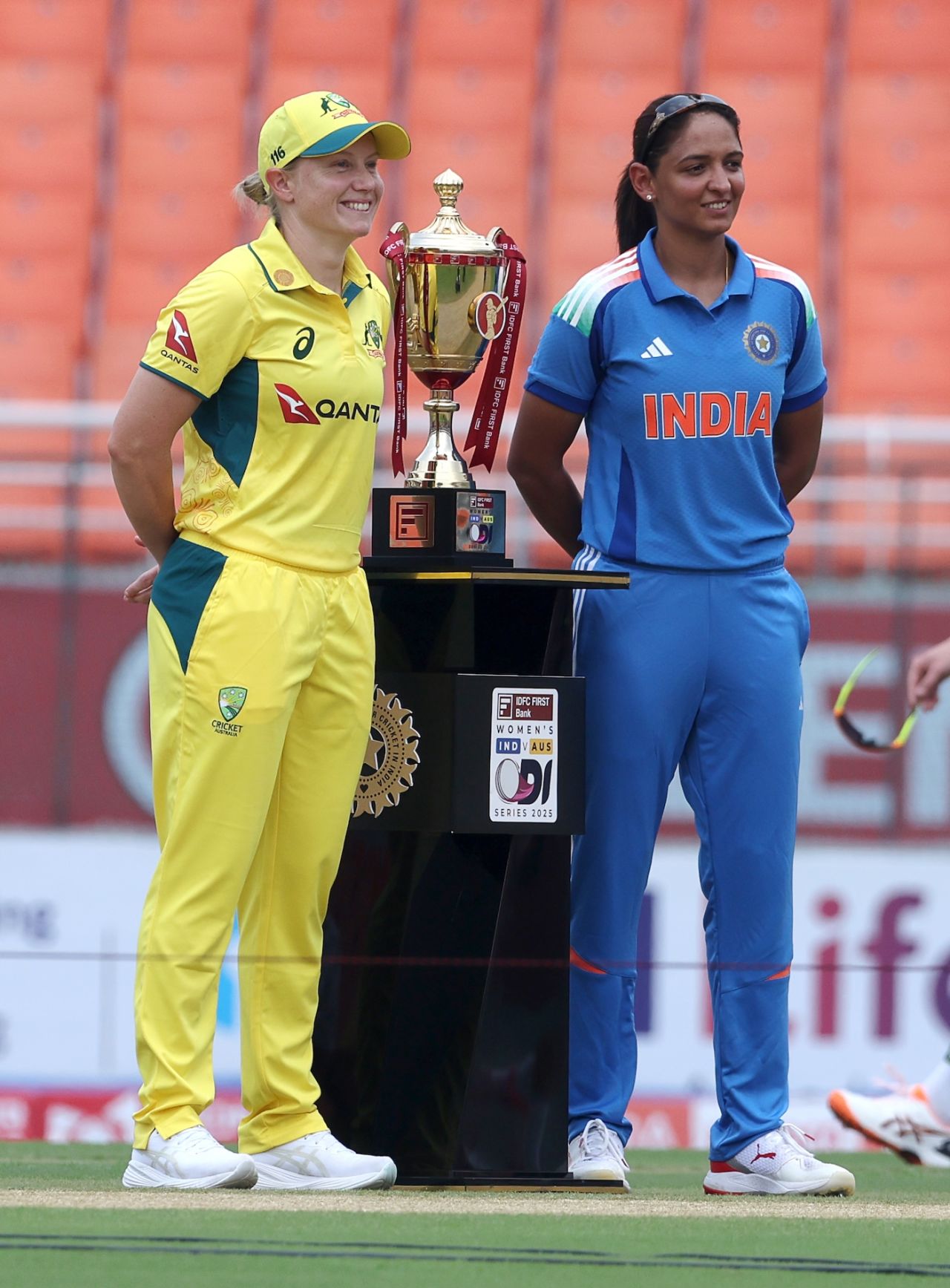 Captains Alyssa Healy and Harmanpreet Kaur were all smiles at the toss, India vs Australia, 1st women's ODI, New Chandigarh, September 14, 2025