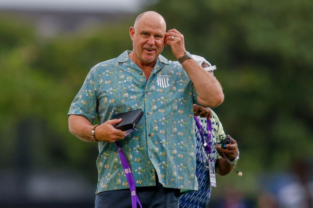 Matthew Hayden on the field ahead of the game, Texas Super Kings vs Washington Freedom, MCL, Lauderhill, Florida, July 2, 2025