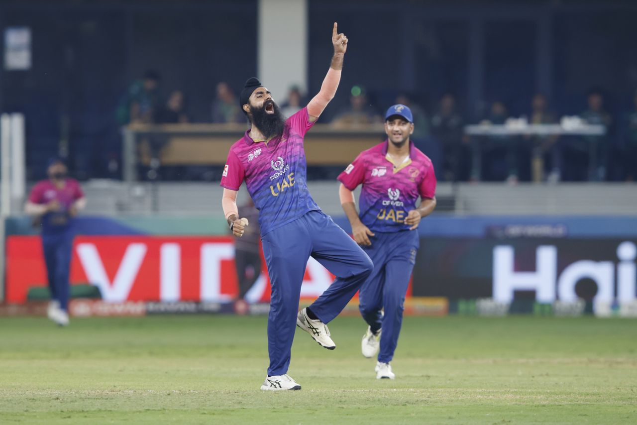 Simranjeet Singh finished with three wickets, UAE vs Pakistan, Men's T20 Asia Cup, Dubai, September 17, 2025