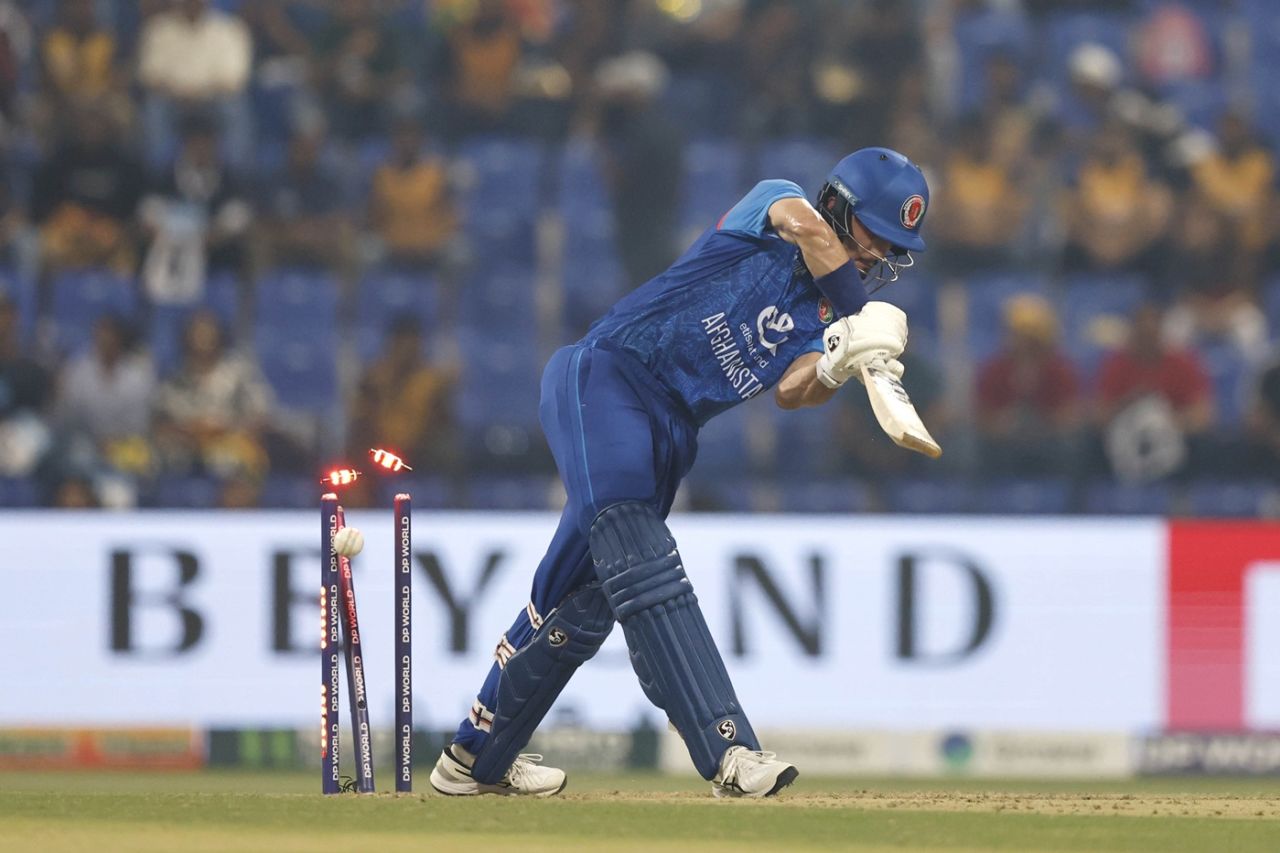 Sediqullah Atal is cleaned up, Afghanistan vs Sri Lanka, Men's T20 Asia Cup, Abu Dhabi, September 18, 2025
