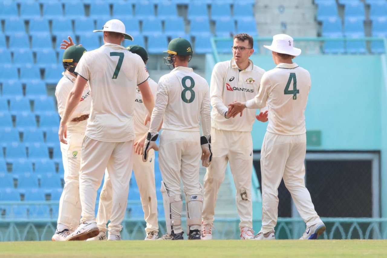 Todd Murphy took both fourth-innings wickets on the third day, India A vs Australia A, 2nd unofficial Test, 3rd day, Lucknow, September 25, 2025