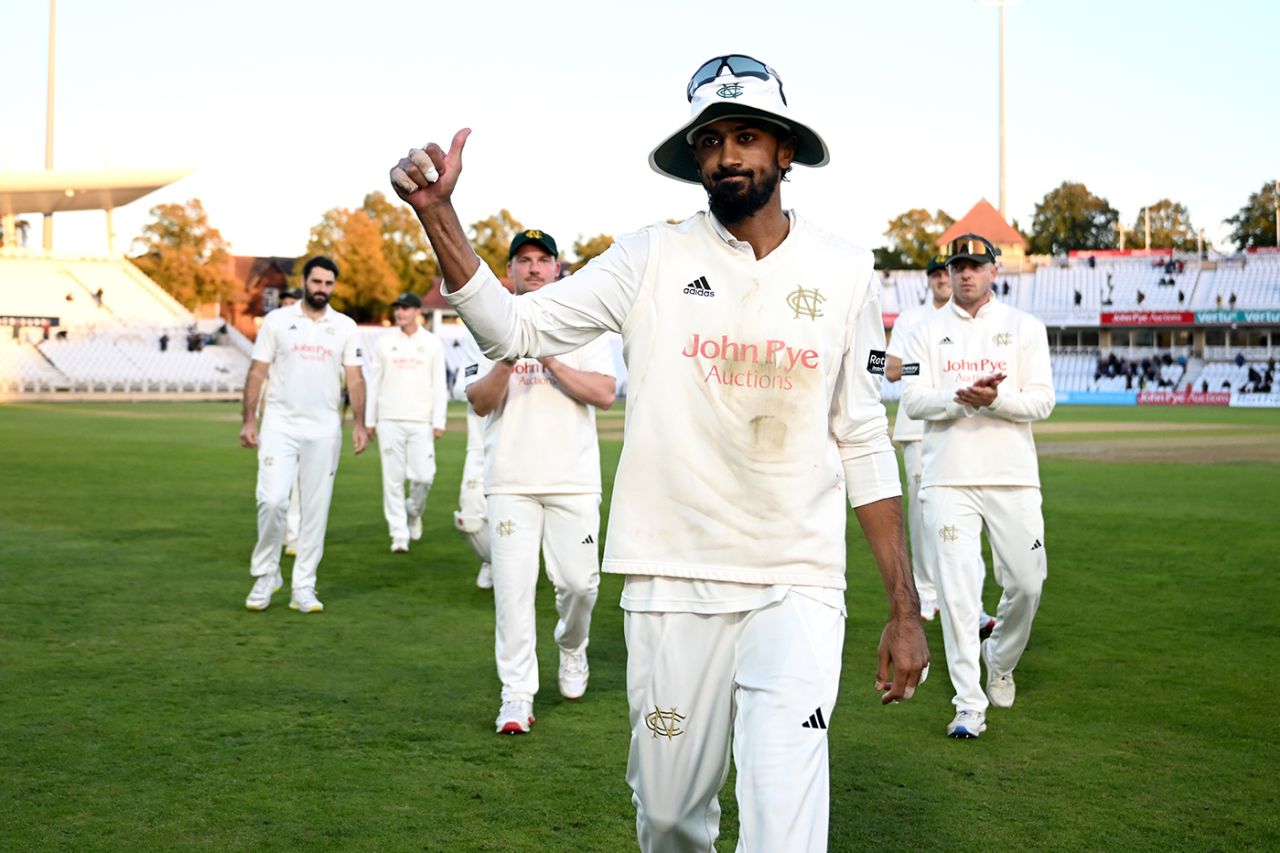 Haseeb Hameed leads his players from the field, Nottinghamshire vs Warwickshire, County Championship, Division One, Trent Bridge, September 25, 2025