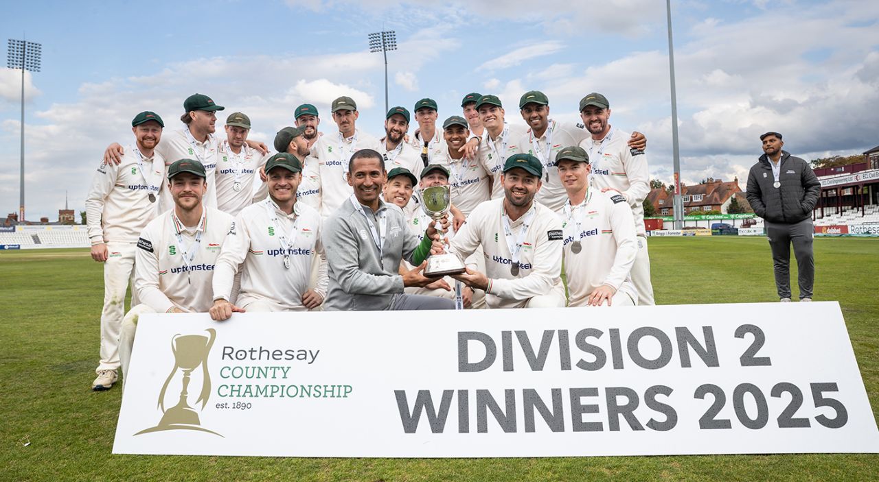 Leicestershire were presented with the Division Two winners trophy, Northamptonshire vs Leicestershire, County Championship, Wantage Road, September 27, 2025