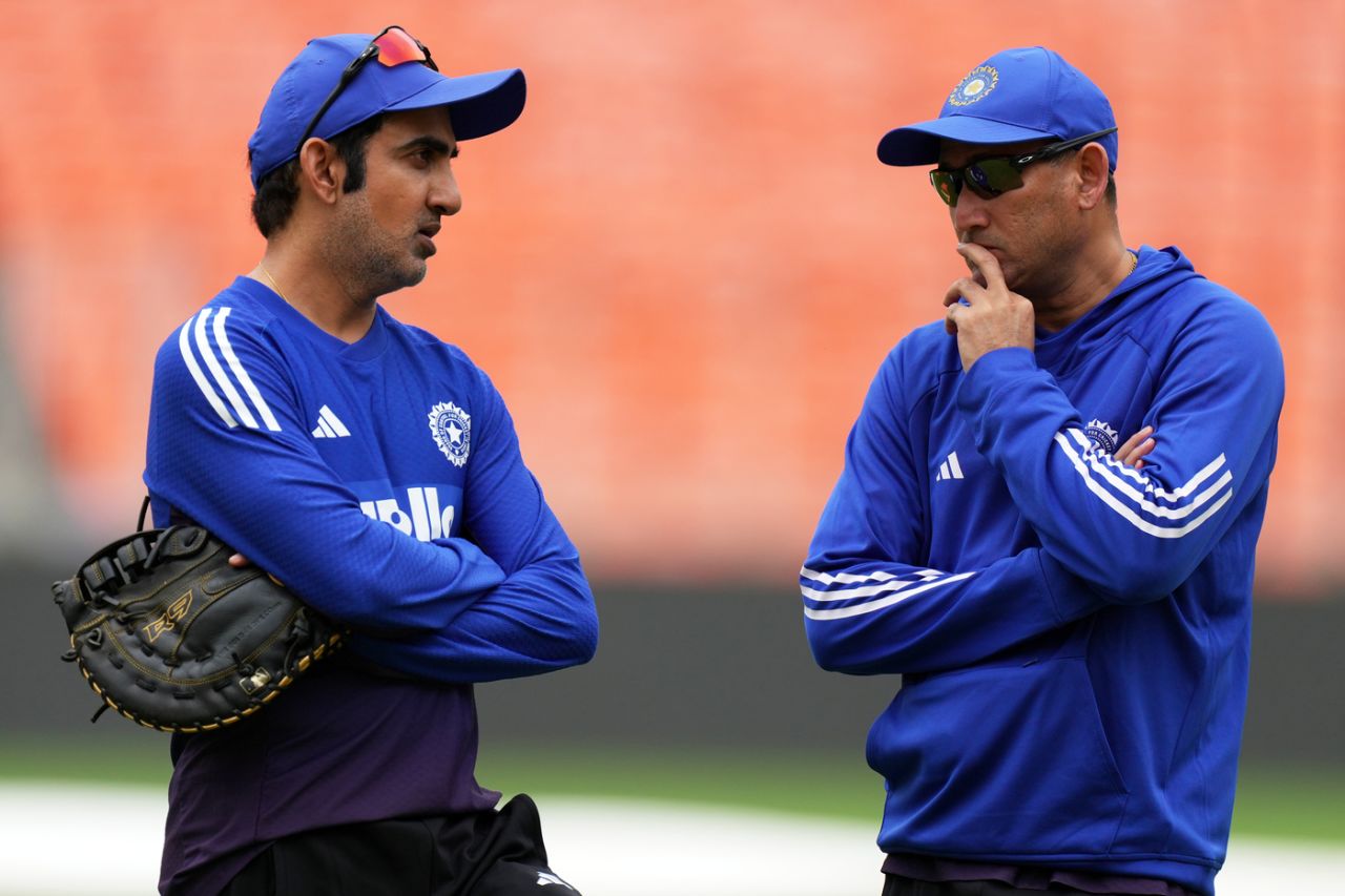 Gautam Gambhir and Ajit Agarkar in a discussion, Ahmedabad, October 1, 2025