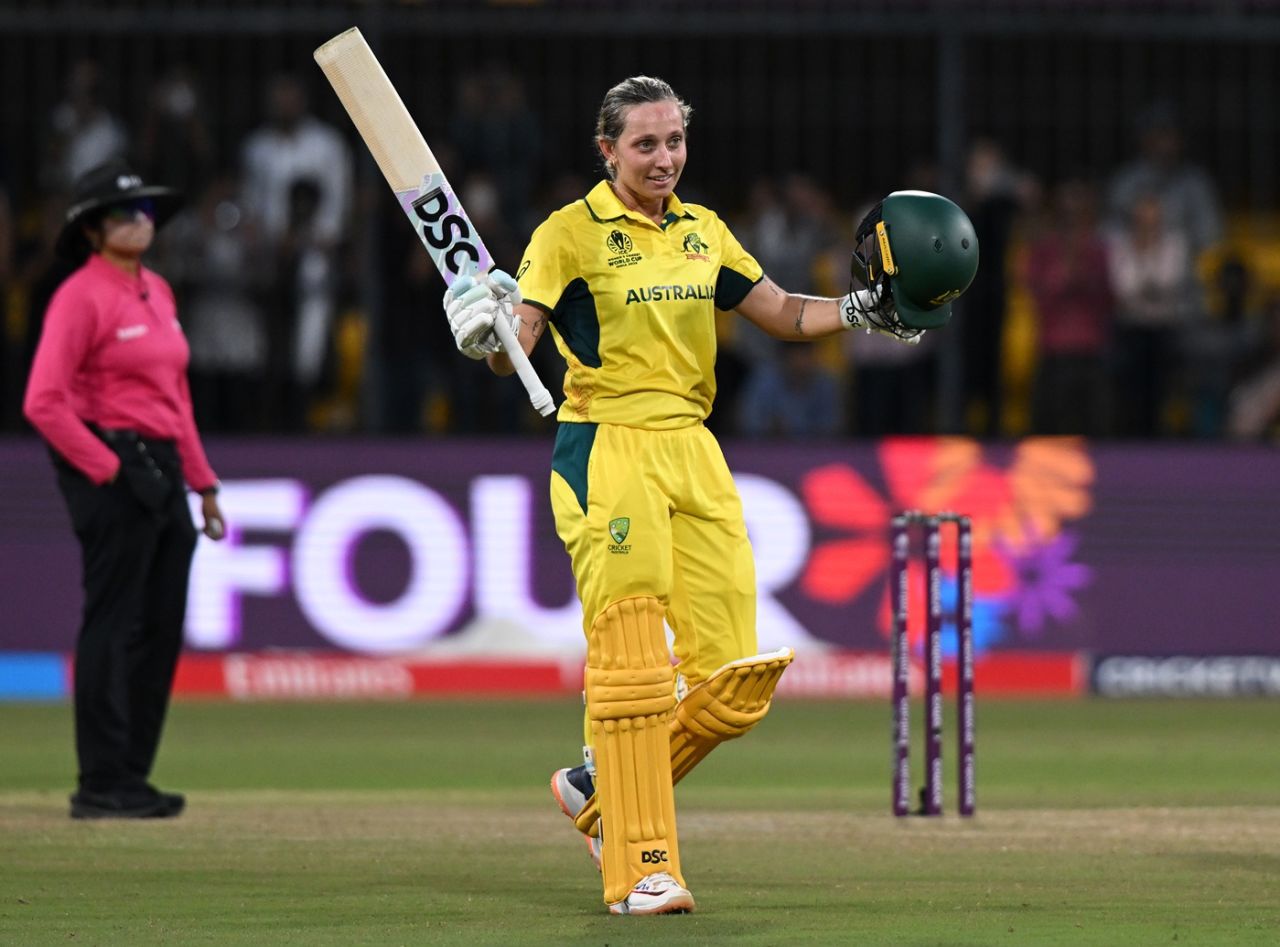 Ashleigh Gardner brought up a 77-ball century, Australia vs New Zealand, Women's ODI World Cup, Indore, October 1, 2025