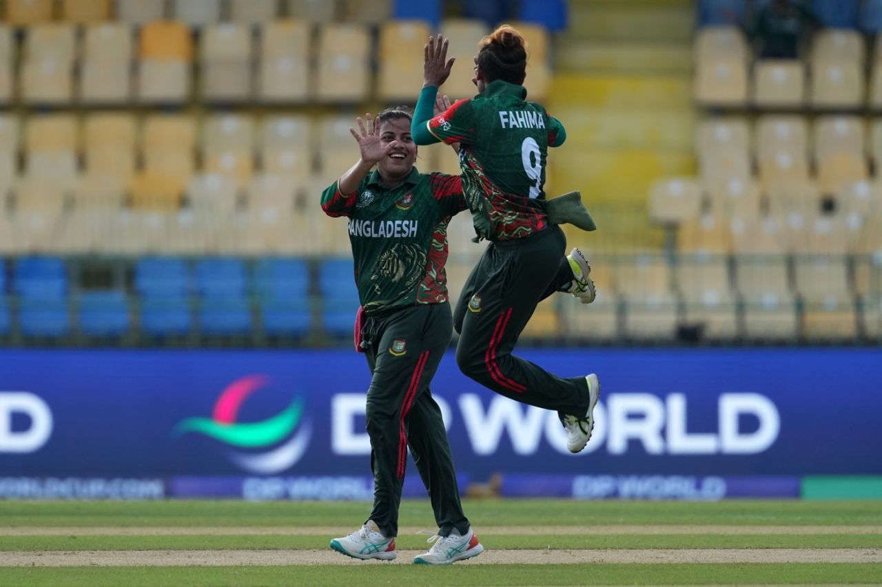 Nahida Akter celebrates a wicket, Bangladesh vs Pakistan, Women‍‍`s ODI World Cup, Colombo, October 2, 2025