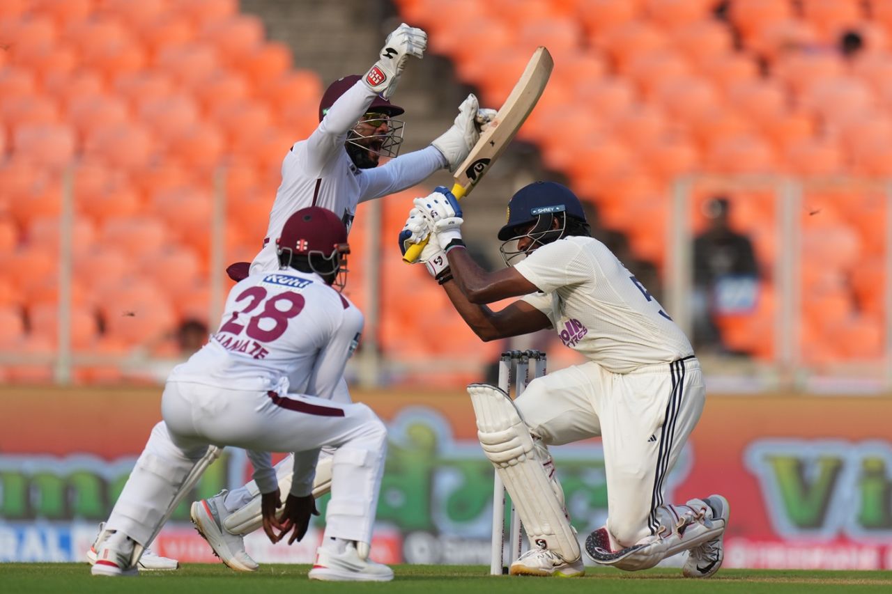 B Sai Sudharsan misjudged the length and fell lbw, India vs West Indies, 1st Test, Ahmedabad, 1st day, October 2, 2025