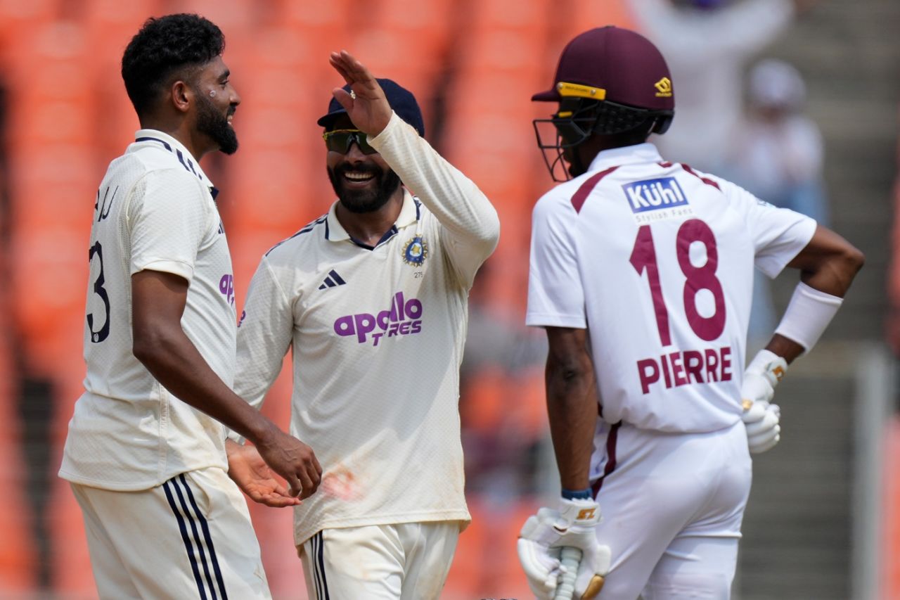 Mohammed Siraj and Ravindra Jadeja get together, India vs West Indies, 1st Test, day 3, Ahmedabad, October 4, 2025